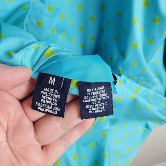 Jones New York Reversible Blue Dots Trench Coat M - Picture 10 of 13